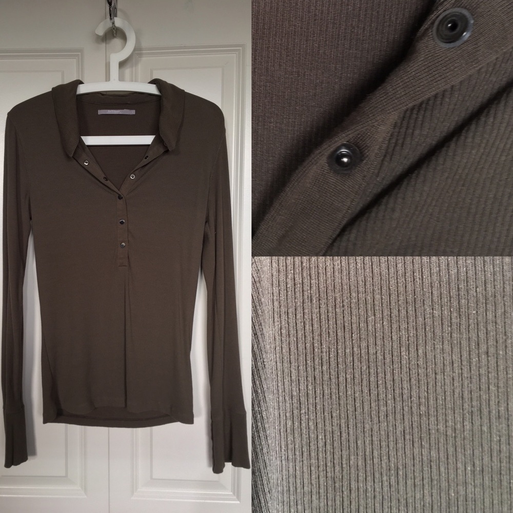 Olive Colored Long Sleeved Collared T-Shirt